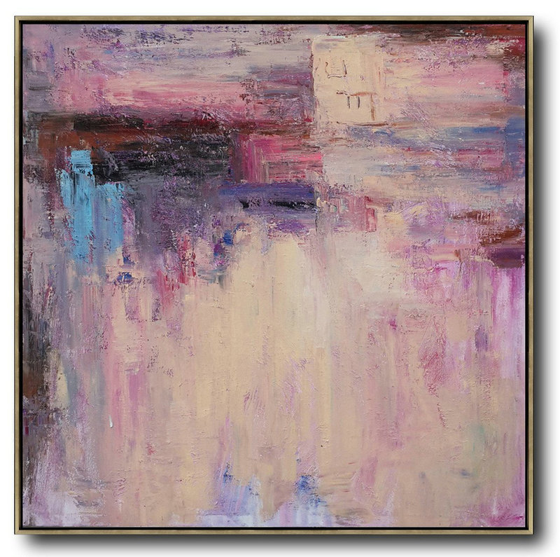 Extra Large Acrylic Painting On Canvas,Oversized Contemporary Art,Abstract Art Decor Large Canvas Painting,Pink,Nude,Blue,Purple.etc